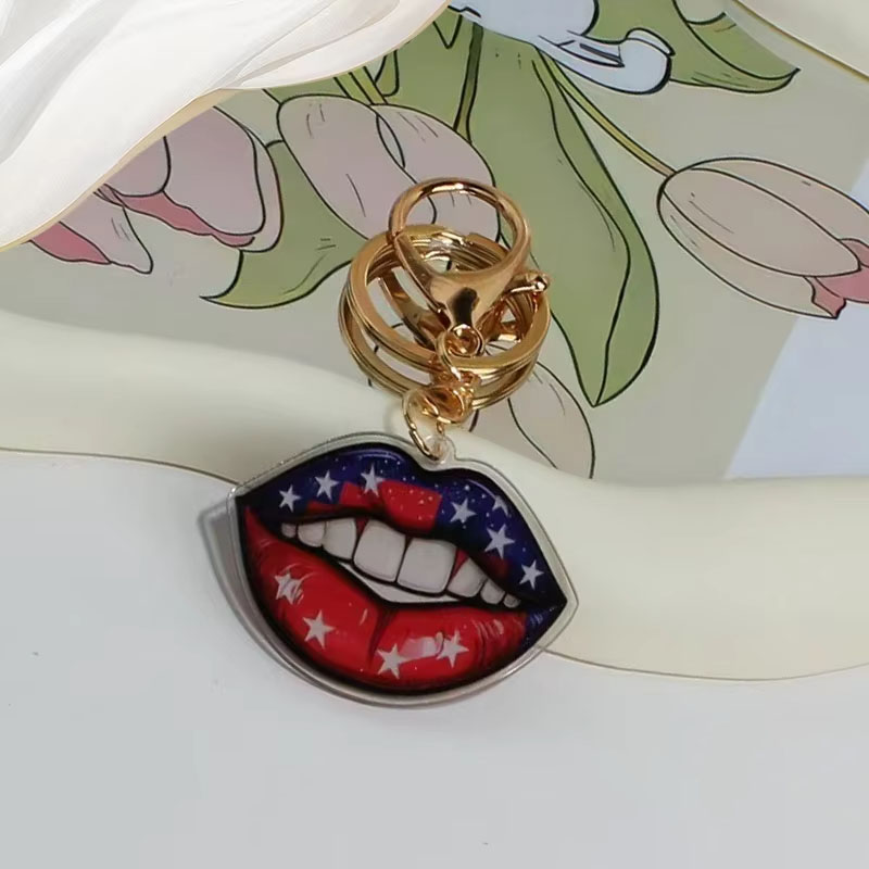 American Independence Day Series Flexible Acrylic Keychain Pendant Cartoon Style Digital Photo Element Promotion Gift Bag