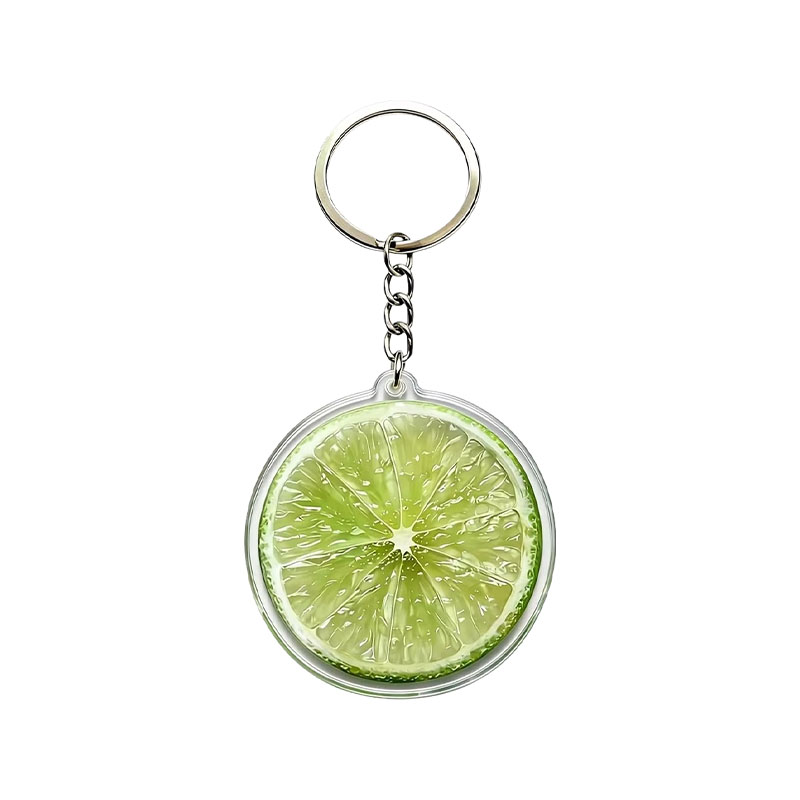 Custom Cute Lime Slice Acrylic Fruit Keychain Fresh Aesthetic Bag Charm Double Sided Pendant for Keys Backpack Purse
