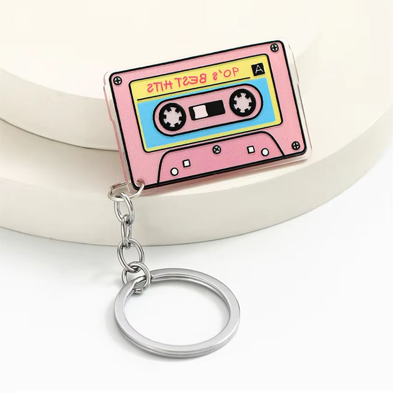Retro Music Acrylic Keychain Digital Printed Cartoon Pendant