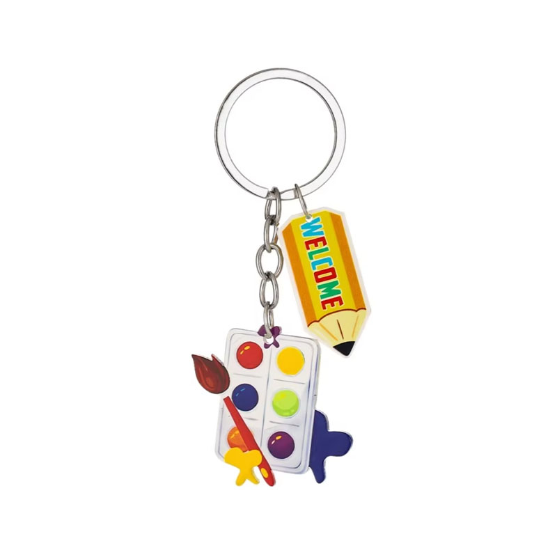 Cute Cartoon Rainbow Heart Keychain Pendant New Acrylic PVC Plastic Backpack Car Hanging Decoration Gift for Couples