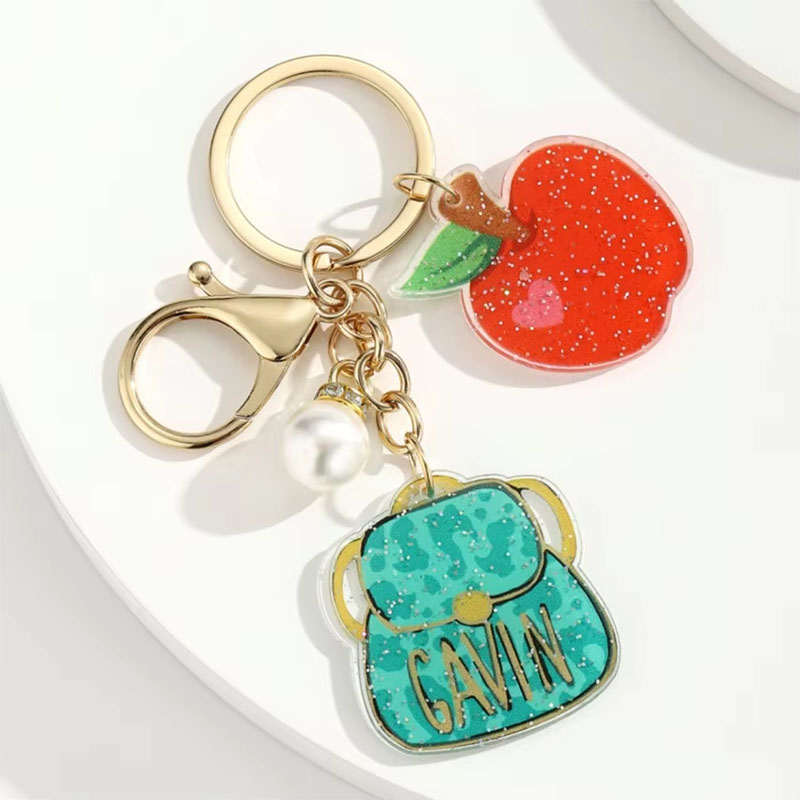 Graduation Acrylic Keychain Metal Pearl Pendant Custom