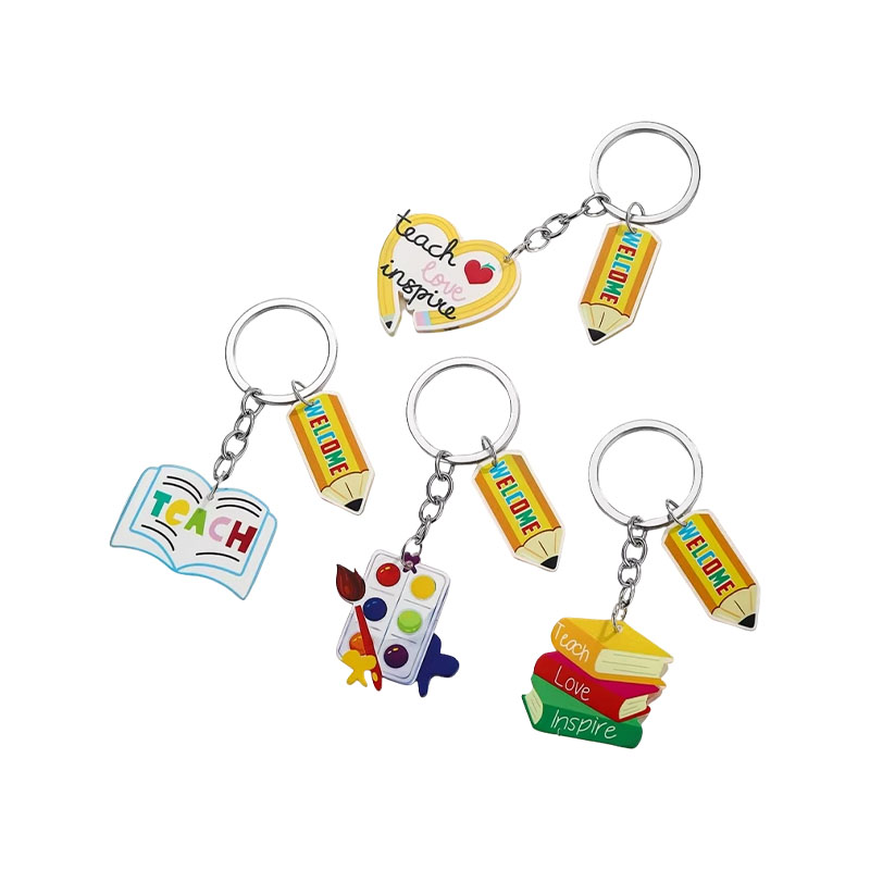 Cute Cartoon Rainbow Heart Keychain Pendant New Acrylic PVC Plastic Backpack Car Hanging Decoration Gift for Couples