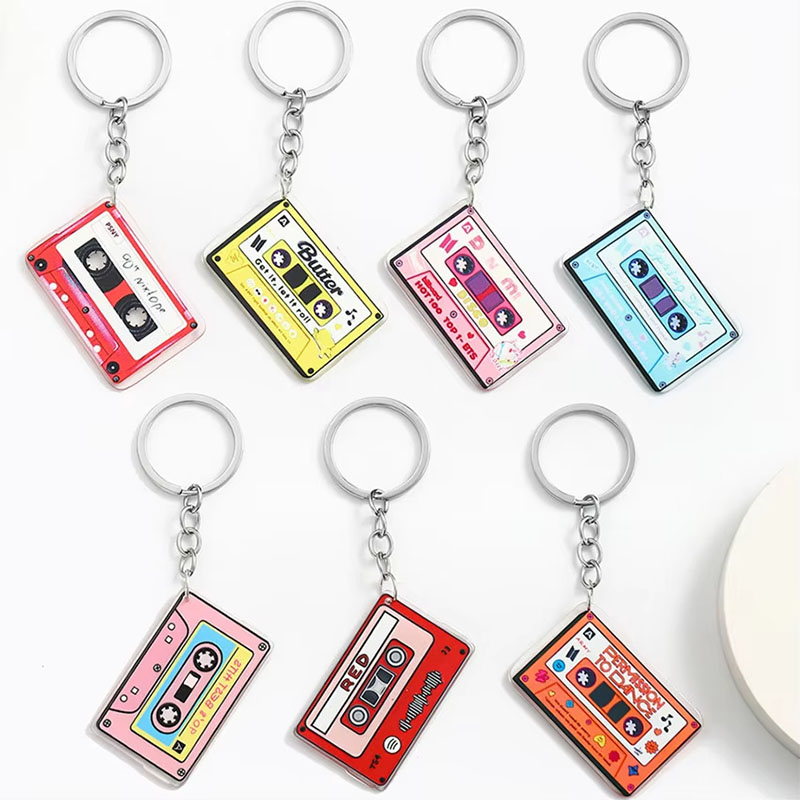 Retro Music Acrylic Keychain Digital Printed Cartoon Pendant