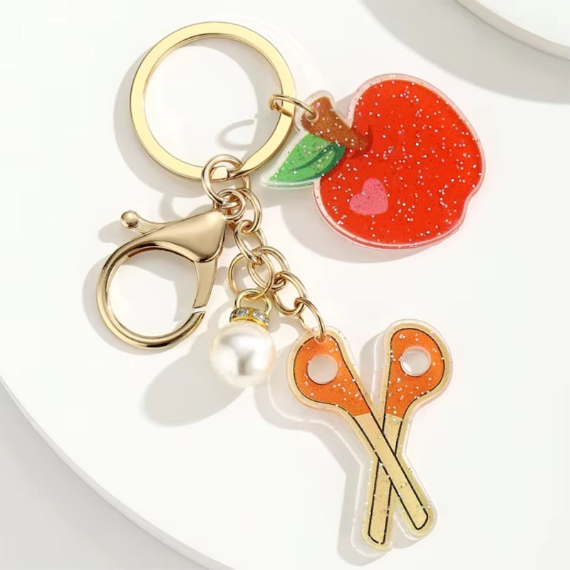 Graduation Acrylic Keychain Metal Pearl Pendant Custom