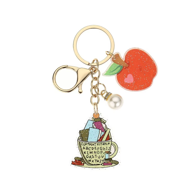 Graduation Acrylic Keychain Metal Pearl Pendant Custom